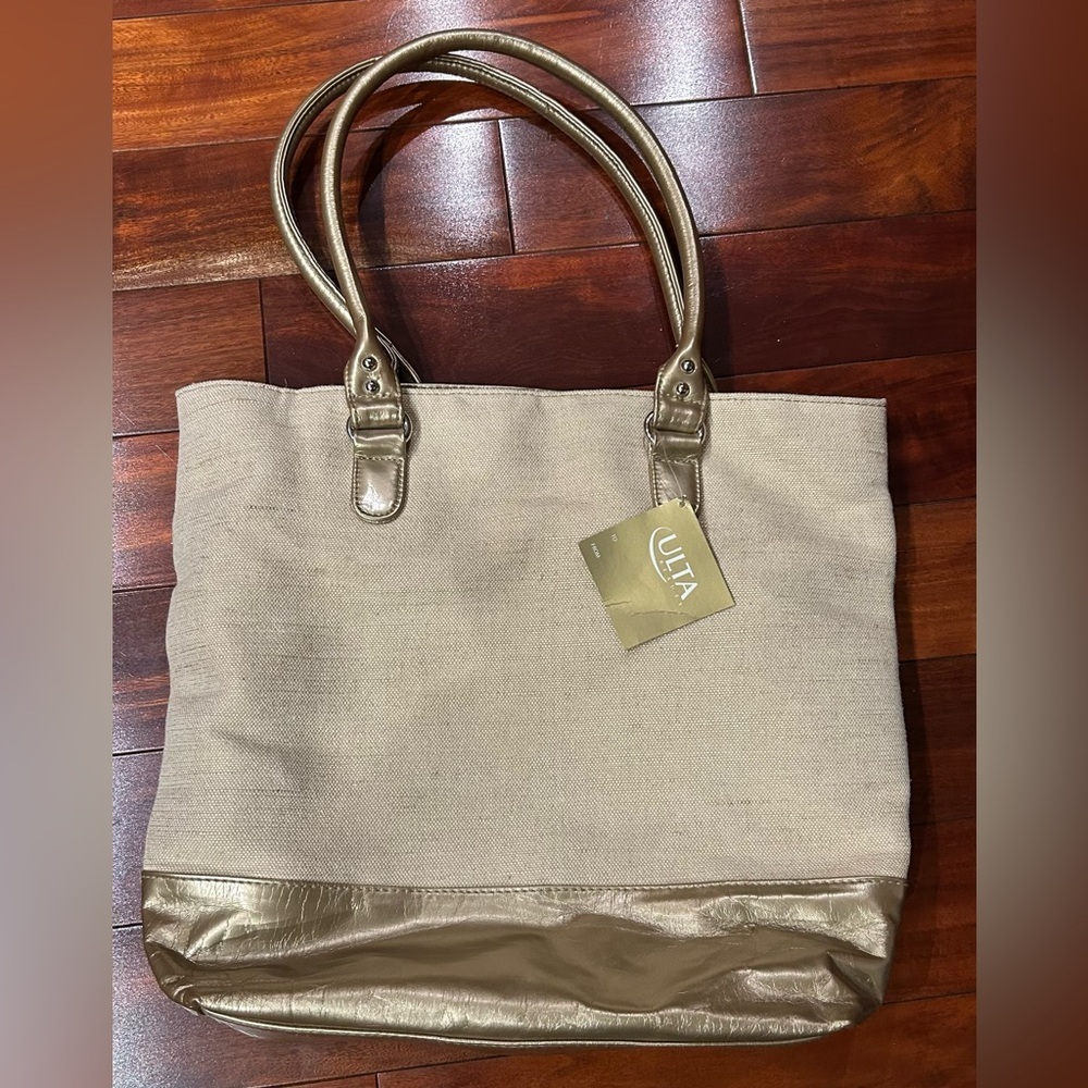 ❤️NWT-Ulta Beauty Canvas Tote Bag-Gold Accents.